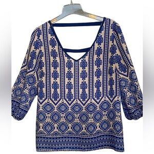 Myan women’s beautiful, white and blue top